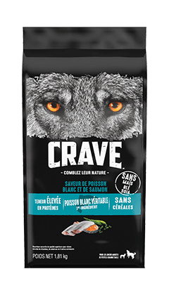 NOURRITURE POUR CHIENS ADULTES CRAVE<sup>MC</sup> MC SAVEUR DE POISSON BLANC ET DE SAUMON 1.81KG