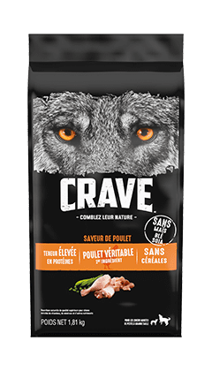 NOURRITURE POUR CHIENS ADULTES CRAVE<sup>MC</sup> MC SAVEUR DE POULET 1.81KG