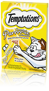 TEMPTATIONS® CREAMY PURRRR-ÉE Adult Cat Treats with Chicken, 4 pouches x 12g Carton