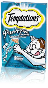 TEMPTATIONS® CREAMY PURRRR-ÉE Adult Cat Treats with Tuna, 4 pouches x 12g Carton