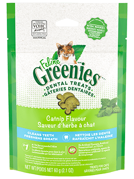Gâteries dentaires pour chats adultes FELINE GREENIES, saveur d'herbe à chat, sachet de 2,1 oz