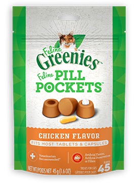 FELINE GREENIESâ„¢ PILL POCKETS Treats for Cats, Salmon Flavour, 45g (45 Treats) Pouch