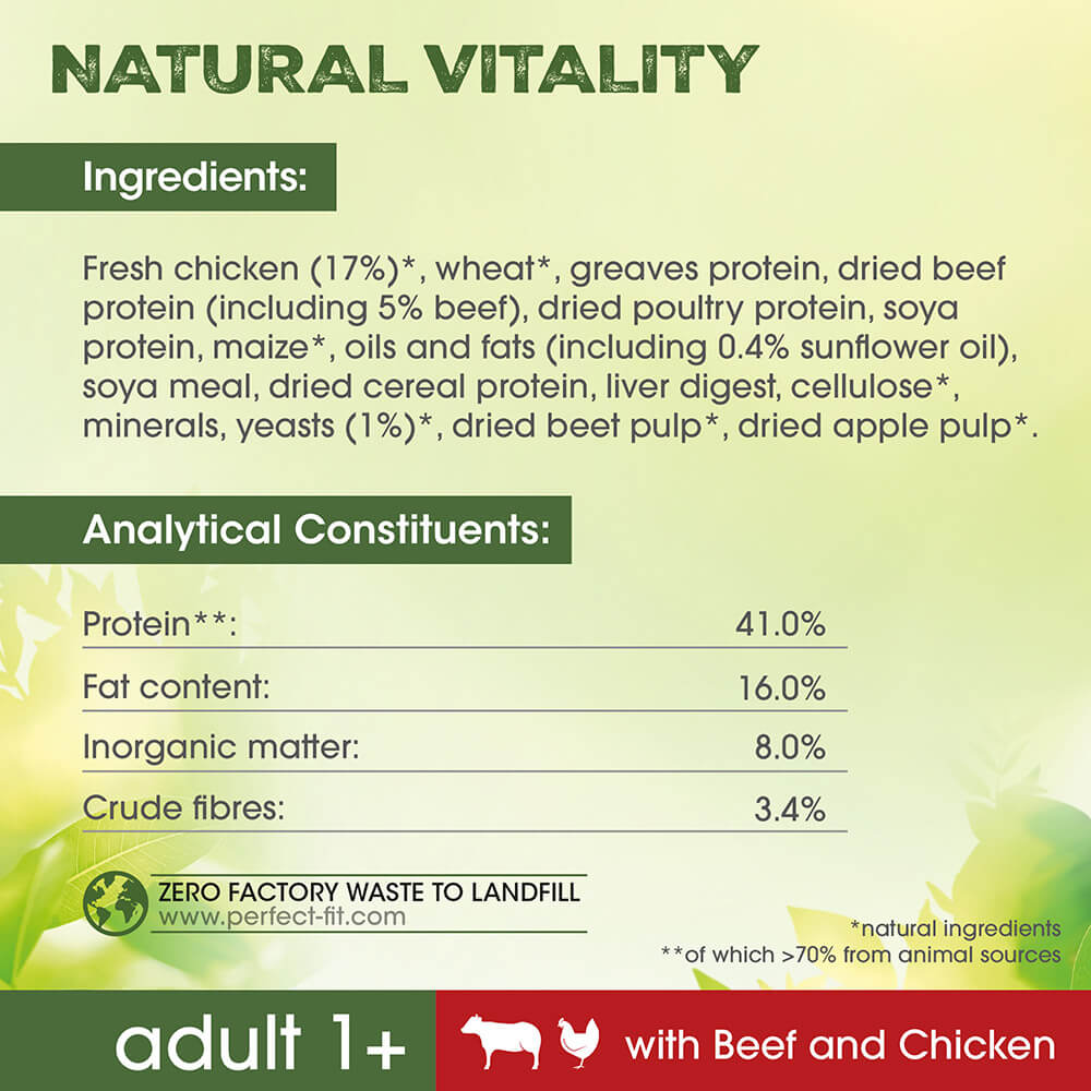 Perfect Fit™ Natural Vitality Adult Dry Cat Food Beef & Chicken