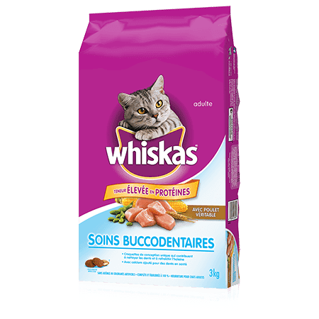 Nourriture sèche pour chats WHISKAS<sup>MD</sup> Soins buccodentaires avec poulet véritable, 3 kg