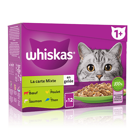 Whiskas Sachets Fraîcheur La Carte Mixte En Gelée Pour Chat Adulte 4 Variétés 12 X 85G