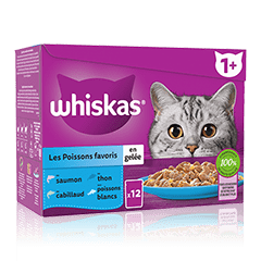 Whiskas® Sachets Fraîcheur Les Poissons Favoris En Gelée Pour Chat Adulte 4 Variétés 12 X 85G
