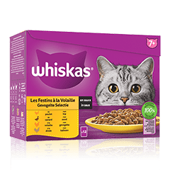 Whiskas® Sachets Fraîcheur Les Festins À La Volaille En Sauce Pour Chat Senior 4 Variétés 12 X 85G