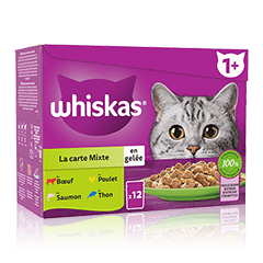 Whiskas® Sachets Fraîcheur La Carte Mixte En Gelée Pour Chat Adulte 4 Variétés 12 X 85G