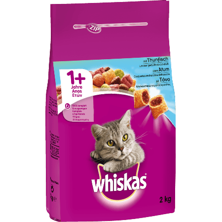 WHISKAS® ADULT 1+ Πλήρης και Ισορροπημένη Ξηρή Τροφή για Γάτα με Τόνο 2kg