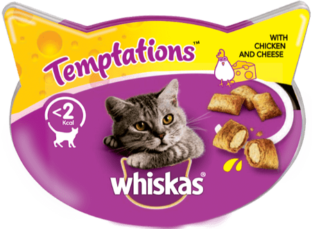 WHISKAS® Temptations™ με Κοτόπουλο και Τυρί 60g
