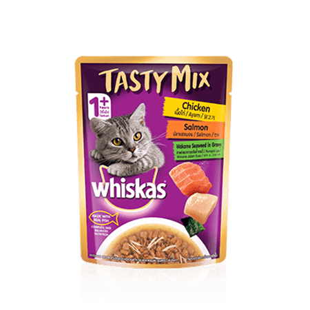 Whiskas® Tasty Mix Pouch Adult 1+ Chicken with Salmon Wakame Seaweed in Gravy Cat Food