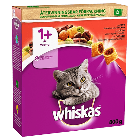 WHISKAS® 1+ Oxkött 5x800g