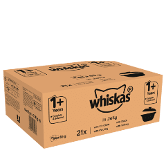 Whiskas® Casserole 1+ Wet Cat Food for Adult Cats Poultry Selection in Jelly, 84 Pouches 84 x 85g