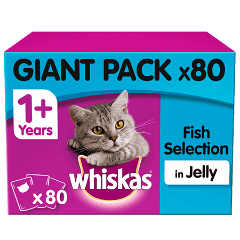 Whiskas® Fish in Jelly Adult 1+ Wet Cat Food Pouches 80 x 100g Giant Pack