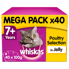 Whiskas® Poultry in Jelly Wet Senior 7+ Cat Food Pouches 40 x 100g